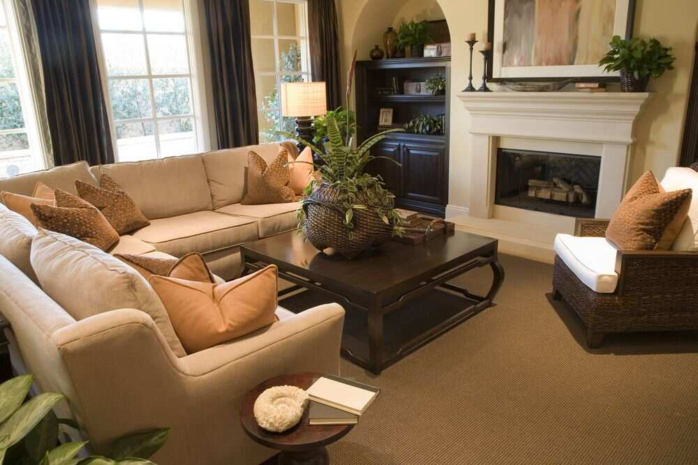 awkward living room layout with a fireplace