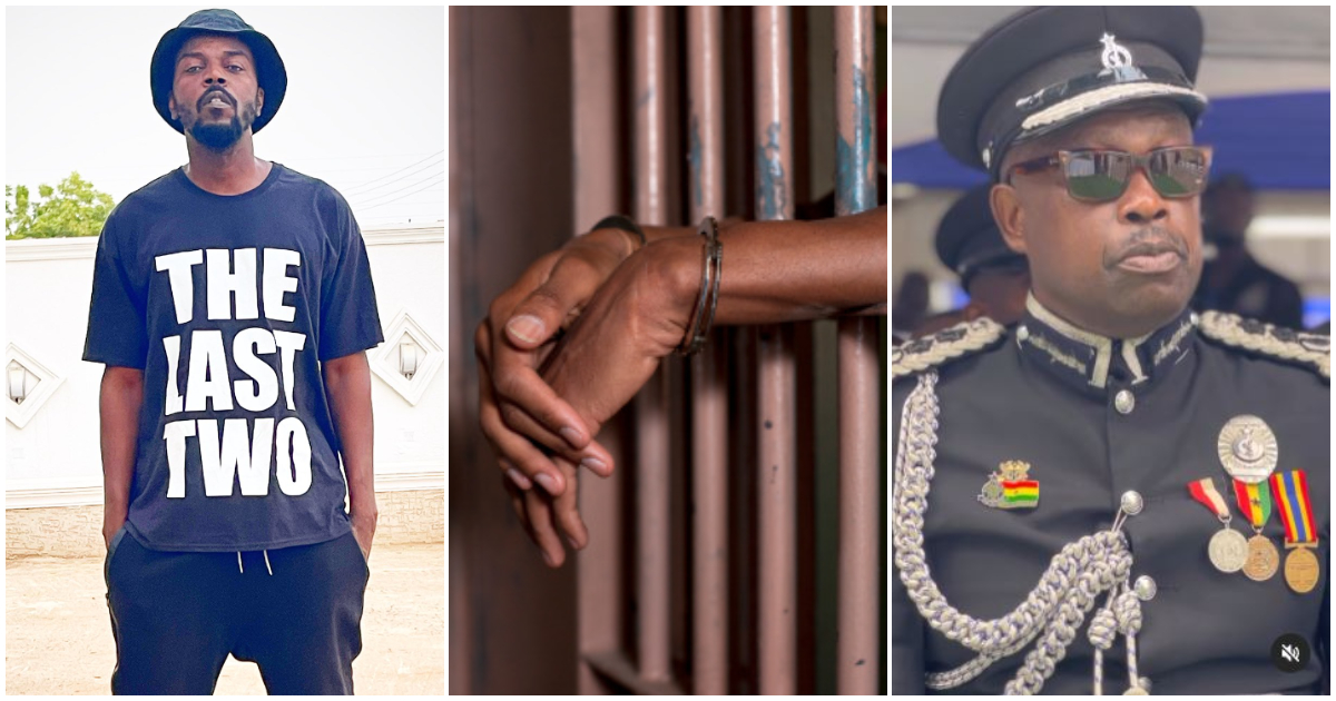 Photos of Kwaw Kese, COP Kofi Boakye and a person behind bars