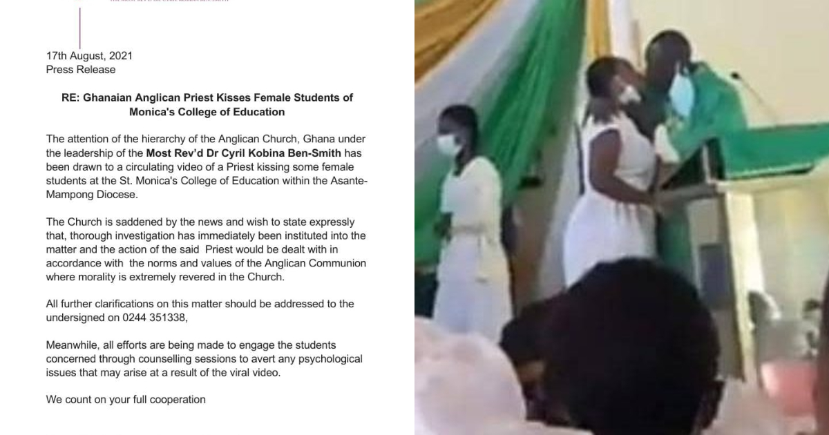 Anglican Church of Ghana issues statement over viral 'kissy-kissy' Rev. Father video