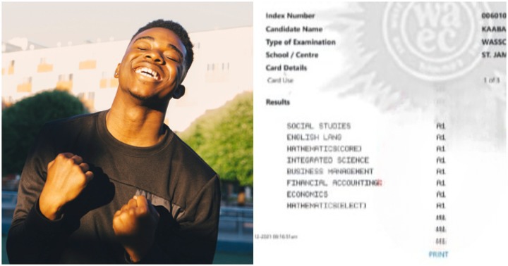 Brilliant Ghanaian boy 'smashes' WASSCE with straight 8As, sterling results emerge; needs a laptop for university