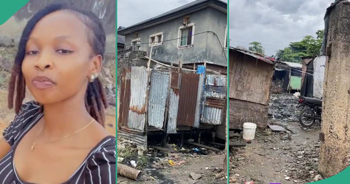 Lady shows off area an agent took her to in Lagos.