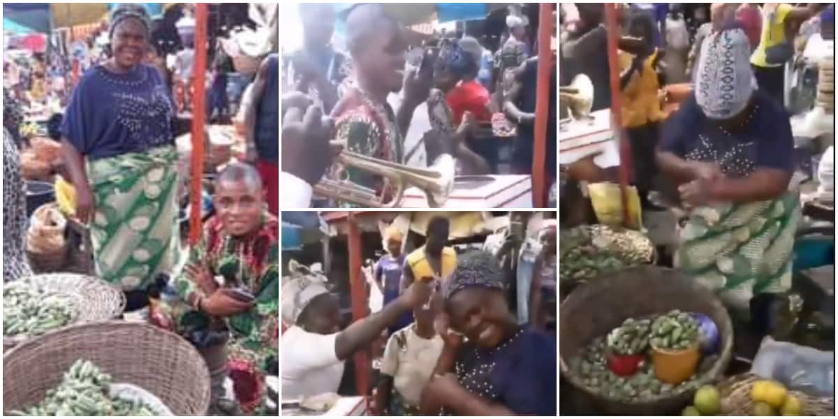 Son surprises okra-seller mother on birthday.