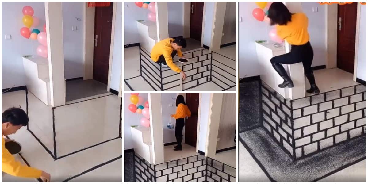 Man blows people away with amazing floor painting that looked like a pit, video impresses people