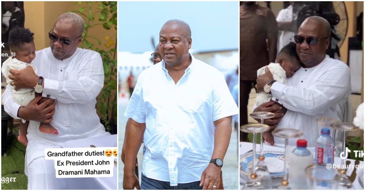 John Mahama holds cute baby, who instantly sleeps peacefully in sweet video