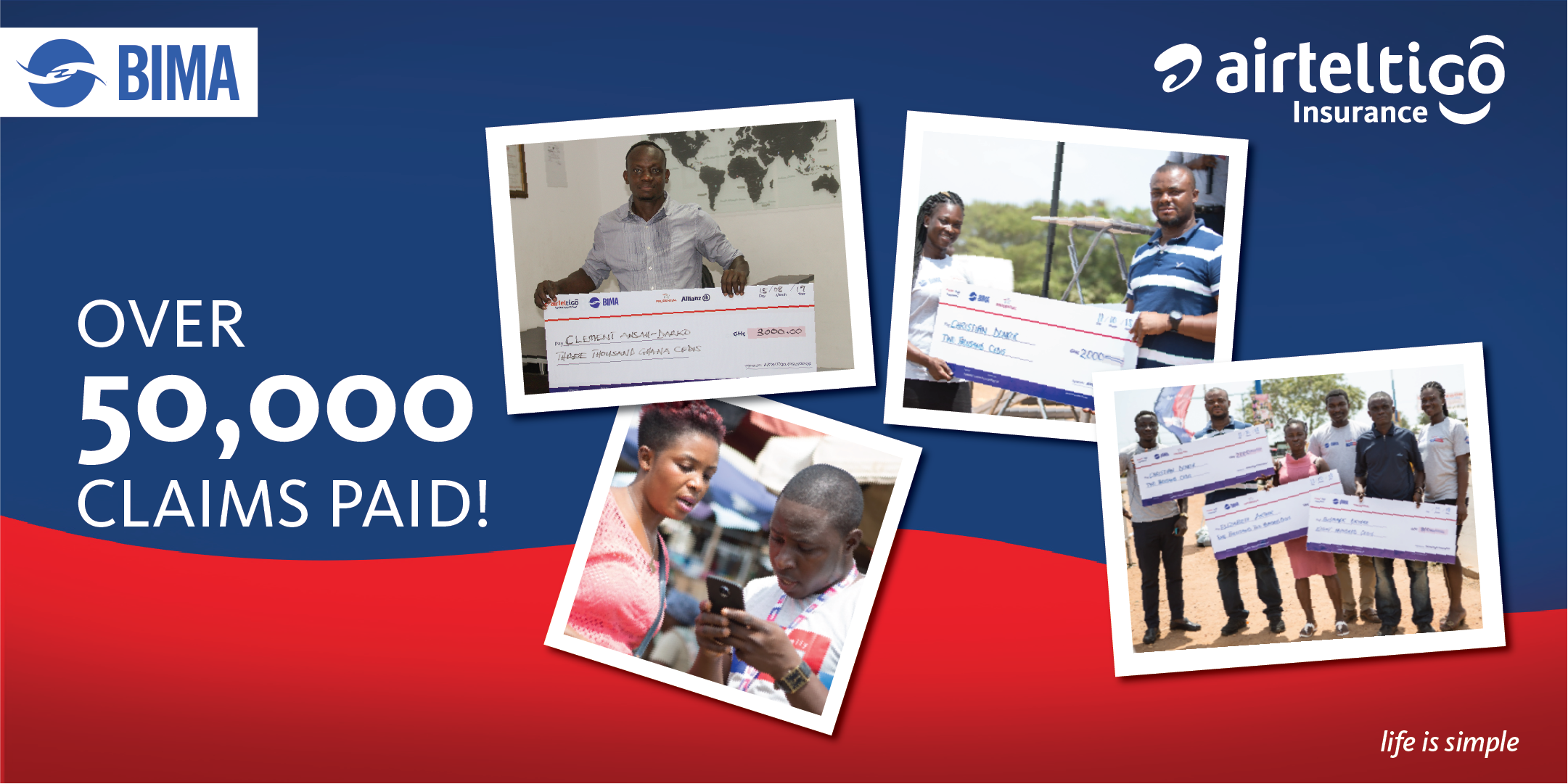 A record 50,000 Ghanaian families get insurance claims from AirtelTigo and BIMA