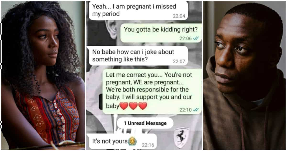 "You got to be kidding right?" Pregnant lady breaks boyfriend's heart with a sad message, Whatsapp chat leaks