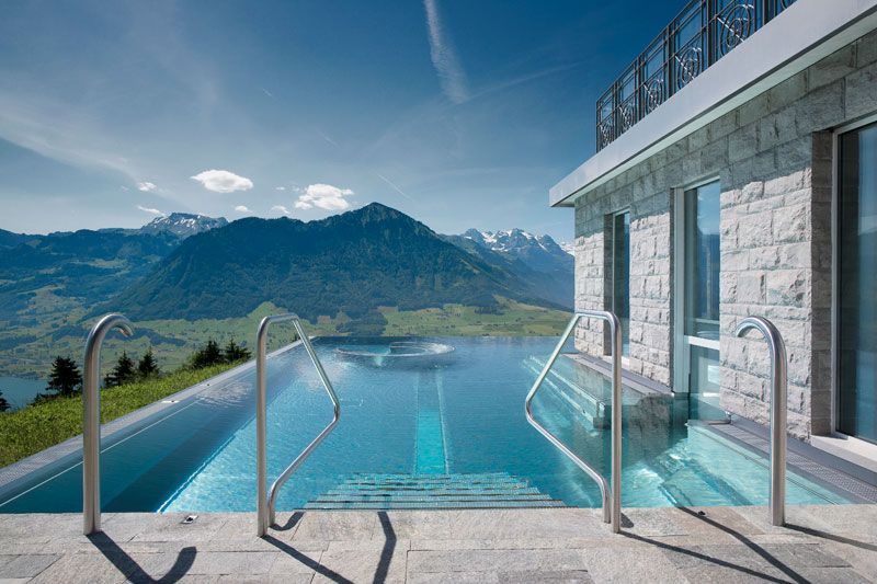 The infinity pool at Villa Honegg in Switzerland