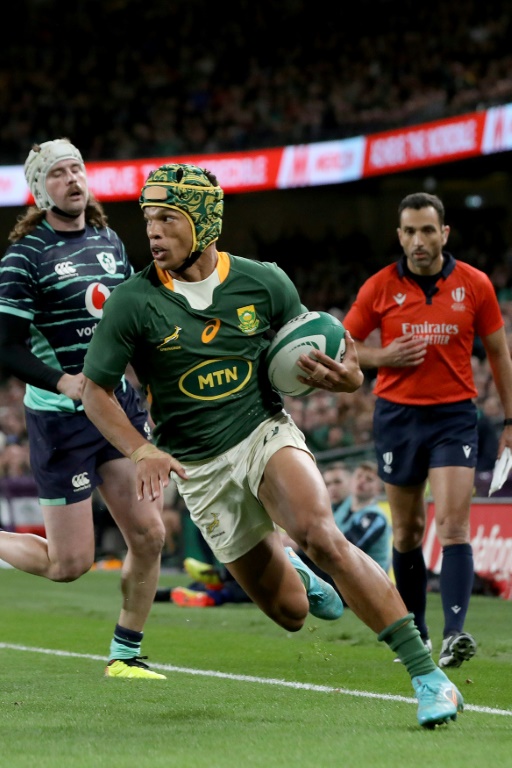 Kurt-Lee Arendse scored a late try for South Africa but it was not enough to save the Boks from defeat against Ireland in Dublin