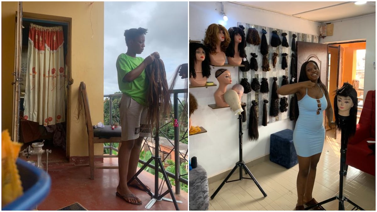 Nigerian lady who started hairdressing in front of room finally opens big salon