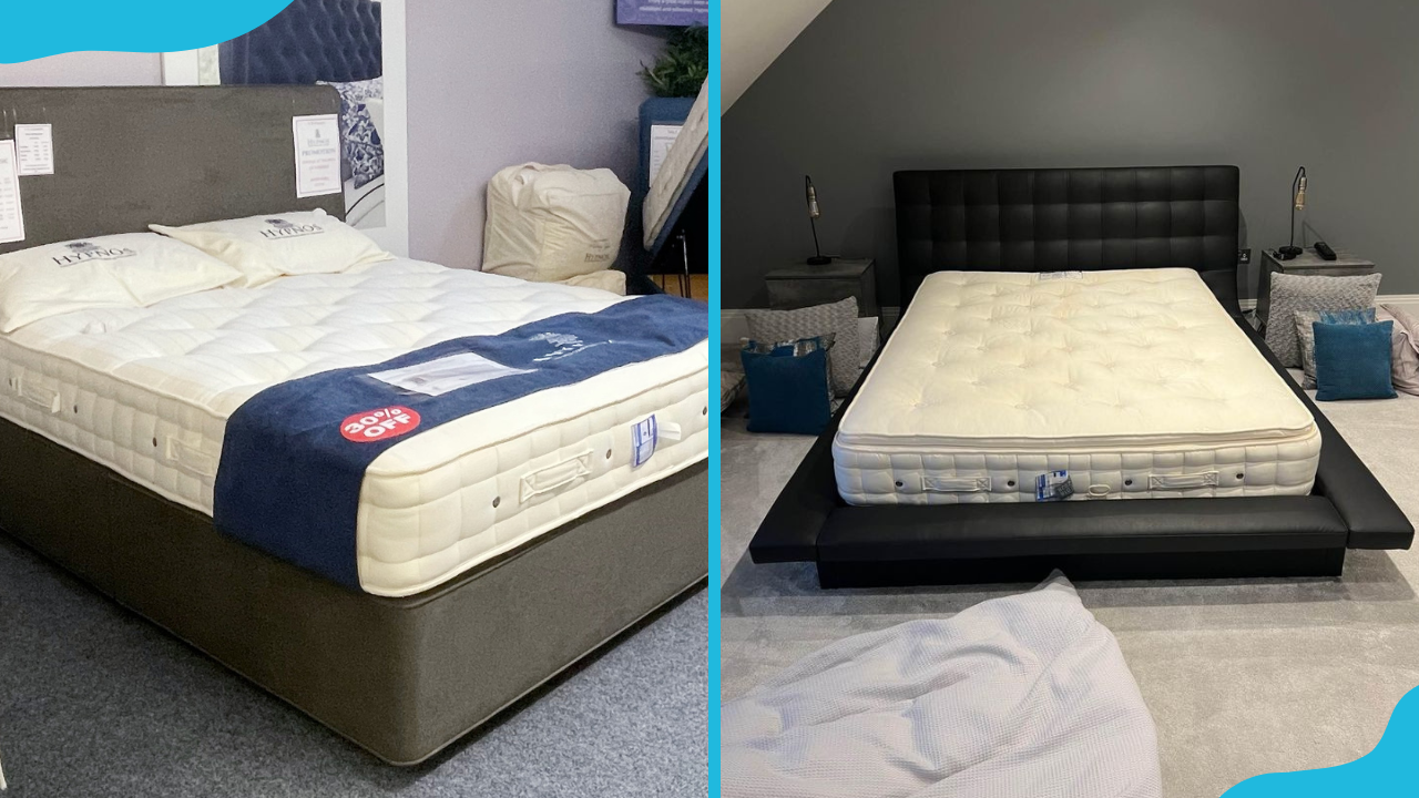 Hypnos Nature's Reign cream mattress on different beds