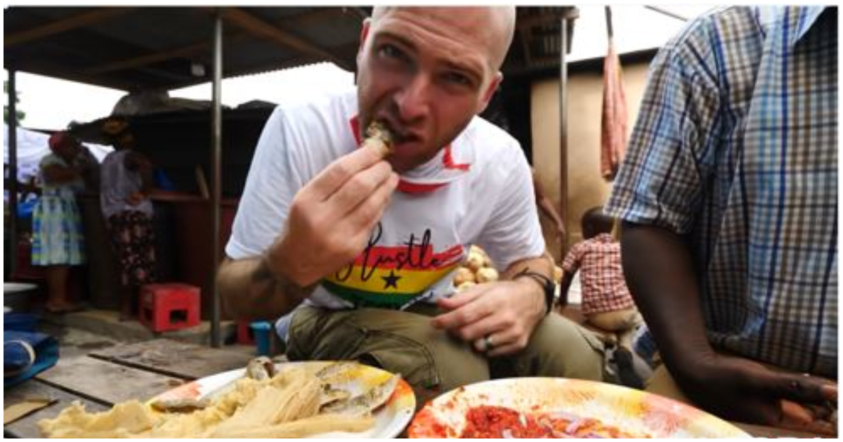 American YouTuber tries local Ghanaian foods