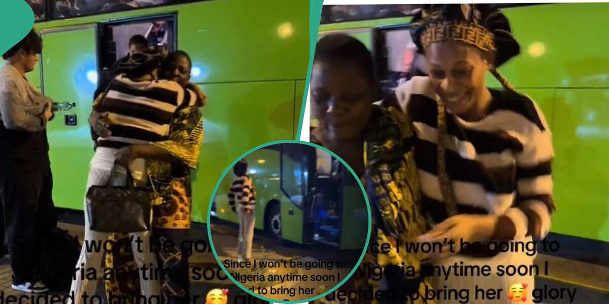 Check out emotional reunion video of lady finally bringing her mum abroad after 8 years