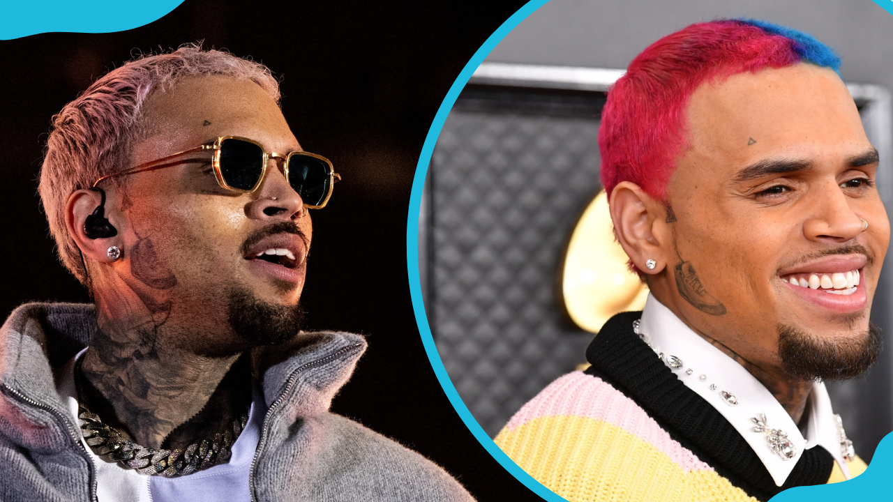 Chris Brown in Los Angeles, California, on 17 December 2022 (L) and on 26 January 2020 (R)