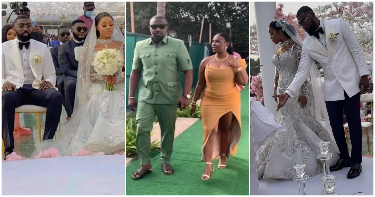 John Dumelo and wife step out in style for Kojo Jones' plush beach white wedding, video drops