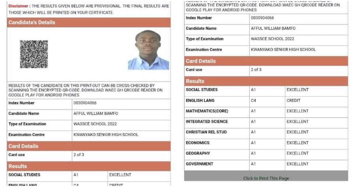 Ghanaian boy with 7A's in WASSCE.