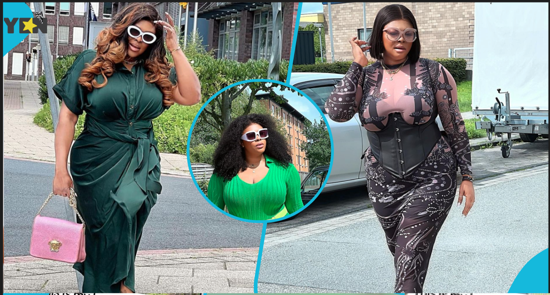 Zionfelix's baby mama flaunts her voluptuous figure in green dress styled with a GH¢30,500 Ivy Park Waist Bag