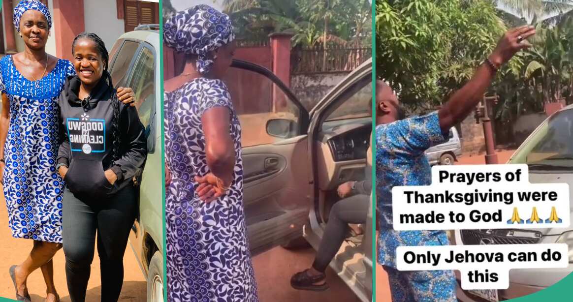 Young lady visits her village in Anambra to flaunt her new car