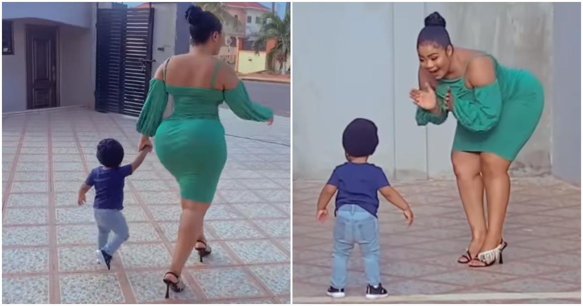 She's curvy: Kisa Gbekle and her son drip with cuteness in video; fans in their feelings as she flaunts her beauty