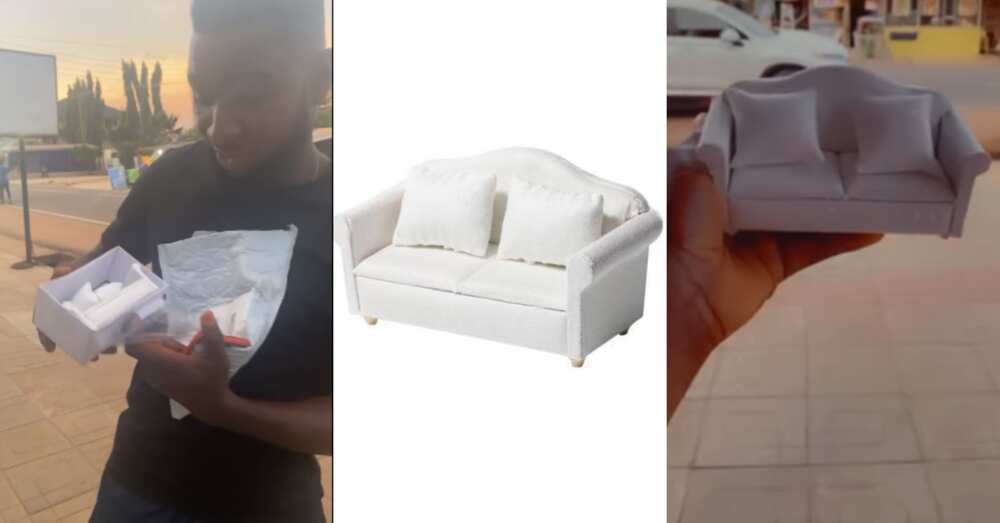Man orders sofa online for GHc 150; receives it after 1 month to realize it's 'portable'
