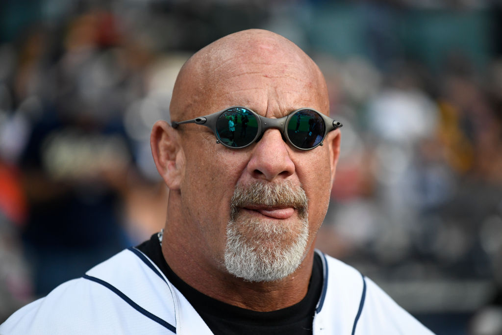Goldberg at a baseball game between the San Diego Padres and the Pittsburgh Pirates