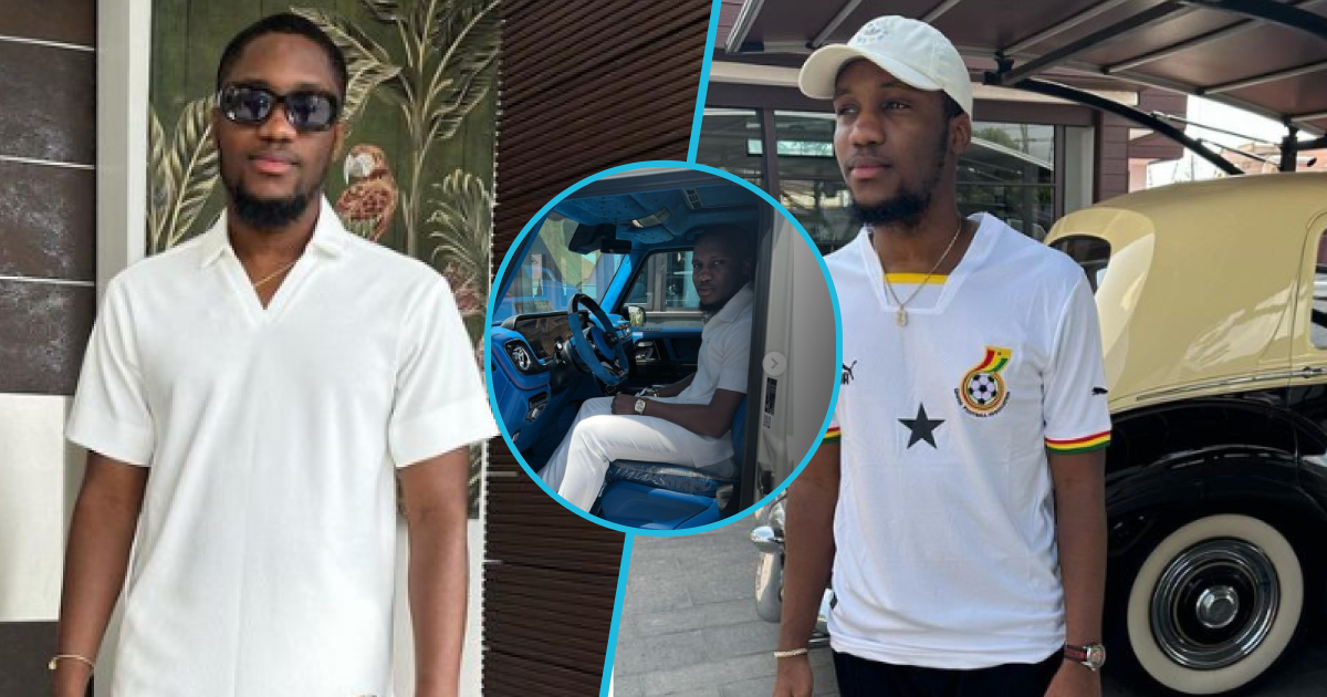 Ernest Ofori Osei: Despite's son flaunts handsome look after dropping photos displaying posh cars
