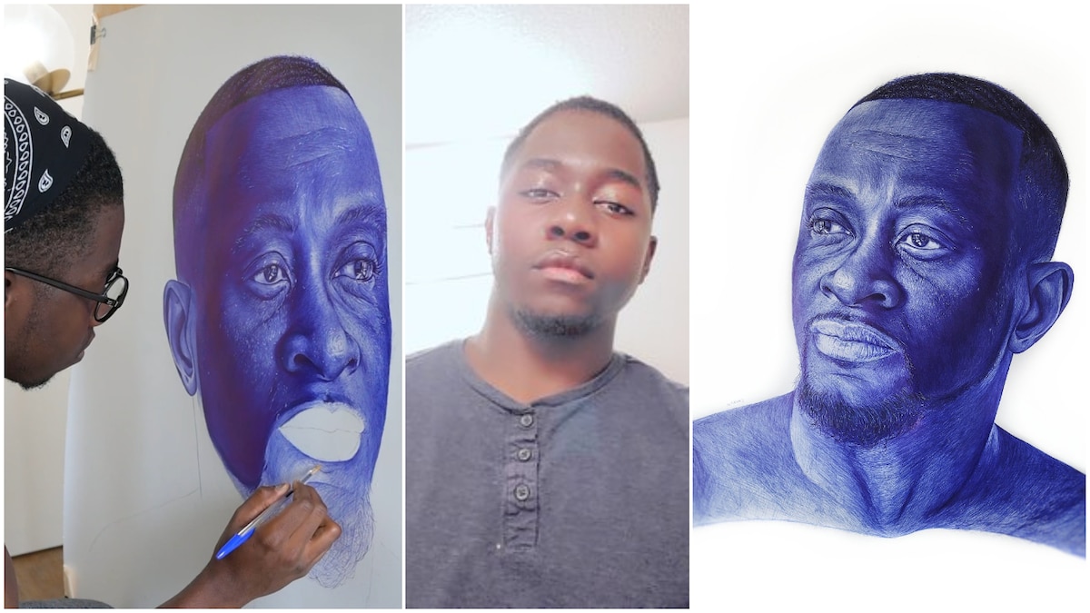 Young man wows Nigerians with the drawing he made with pen, stirs reactions