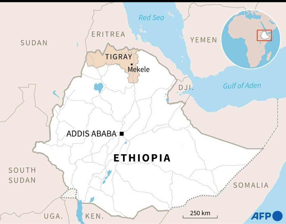 Map of Ethiopia showing the Tigray region