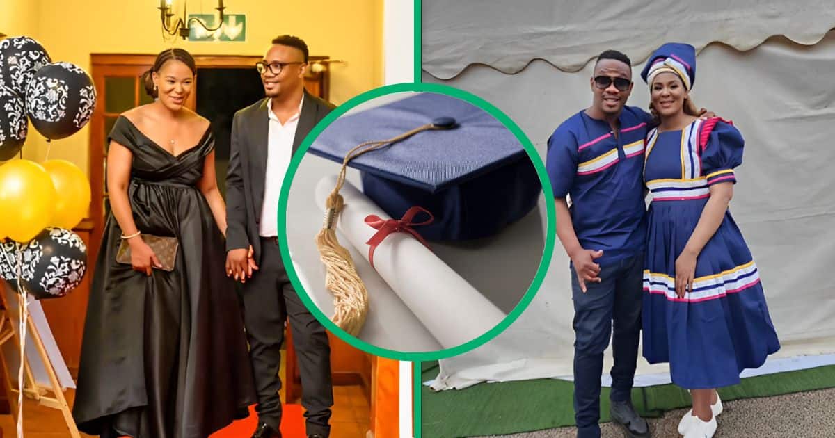 A husband had the opportunity to hood his wife during her graduation ceremony.