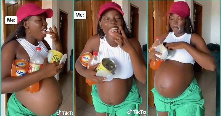 Funny pregnant woman licks milk in video, gushes over smooth pregnancy journey