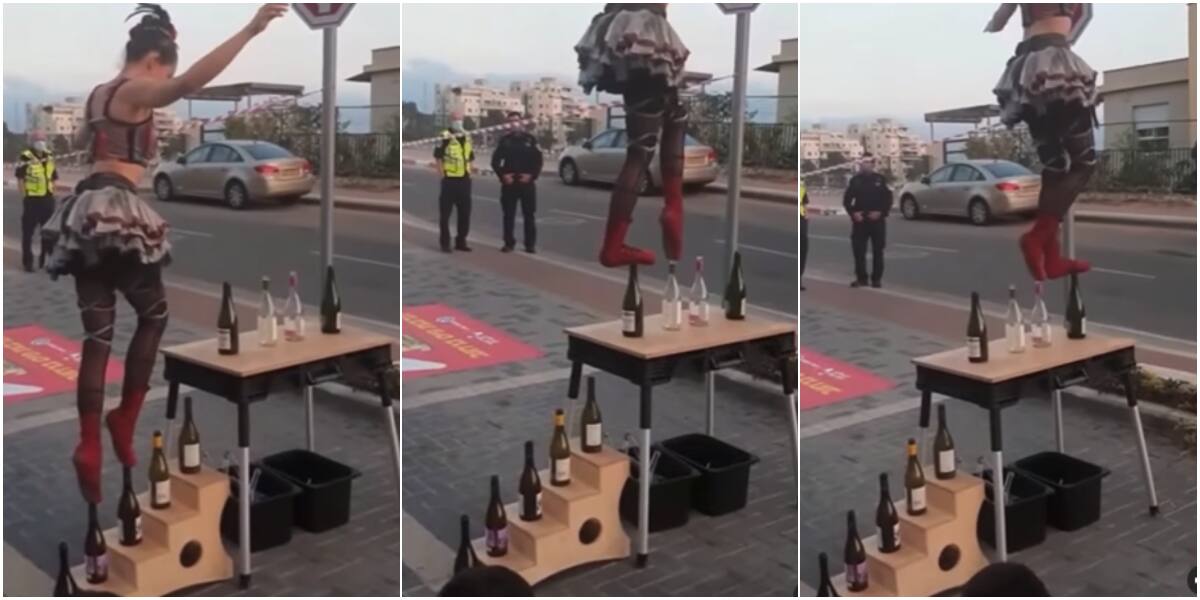No Be Juju Be that? Young Lady Takes Crate Challenge to Another Level as She Walks on Bottle, Many React