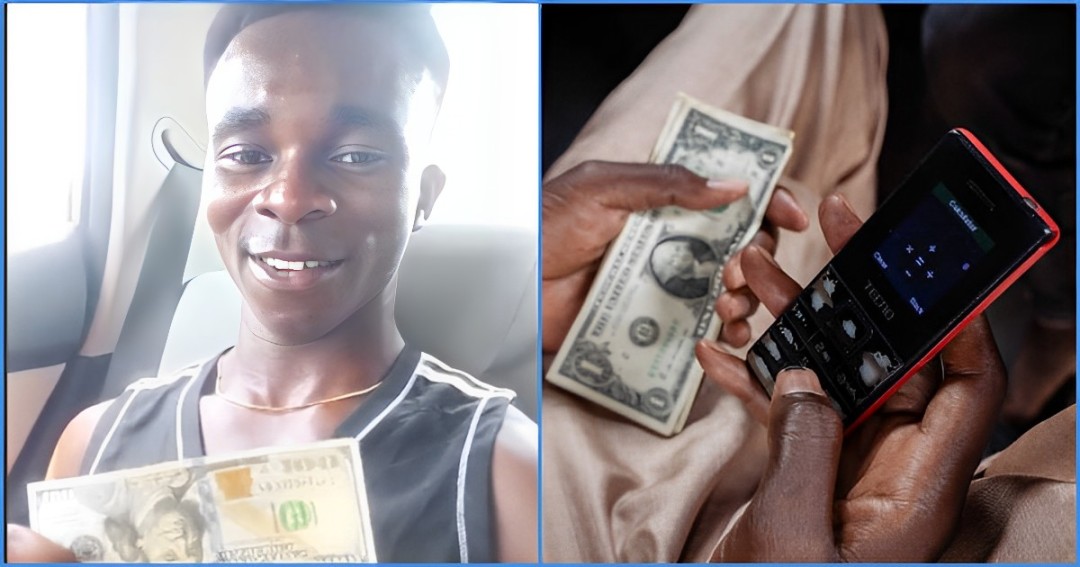 Young Ghanaian man gets emotional after holding dollars