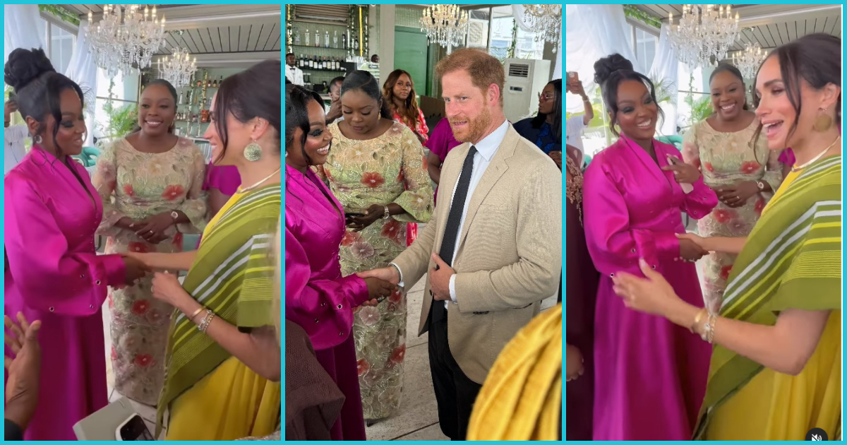 Jackie Appiah with Prince Harry and Megan Markle in Nigeria