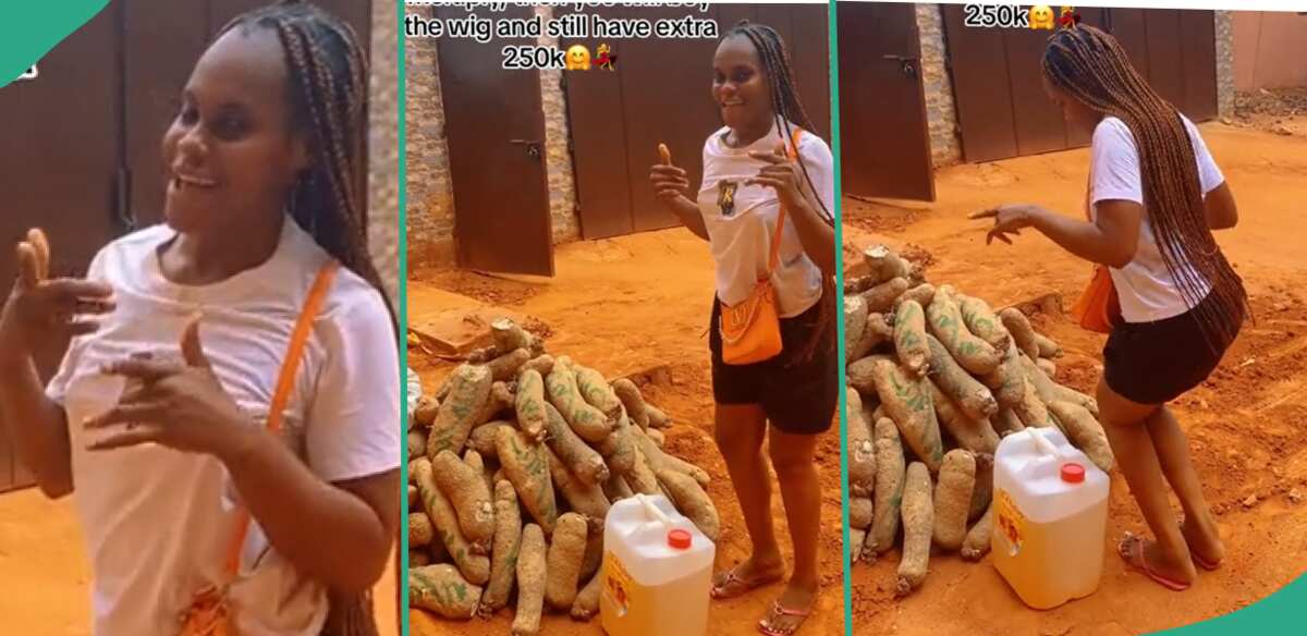Young lady uses GH¢2.5k given to her for wig to buy yams for her roadside business: "Apply wisdom"