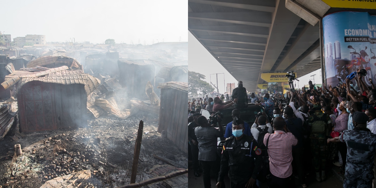 We will wire all the markets in Accra - Akufo-Addo promises as he visit Odawna after fire outbreak