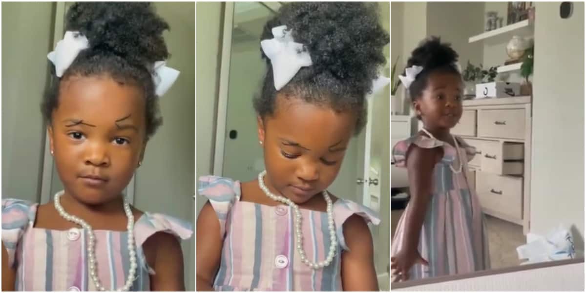 What Did I did?: Little Girl Screams in Video as She Looks Herself in the  Mirror after Drawing Eyebrows 