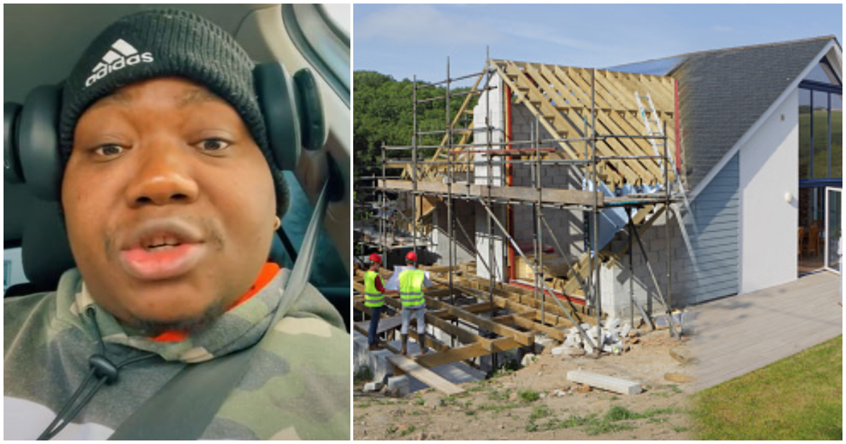 An abroad-based Ghanaian man and a house under construction