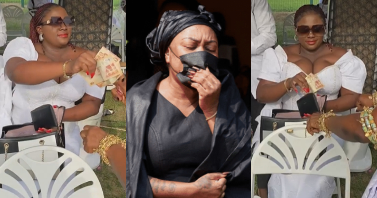 Tracey Boakye Dashes Money to People At Afia Schwar’s Father’s Funeral As They Linked Up in Video