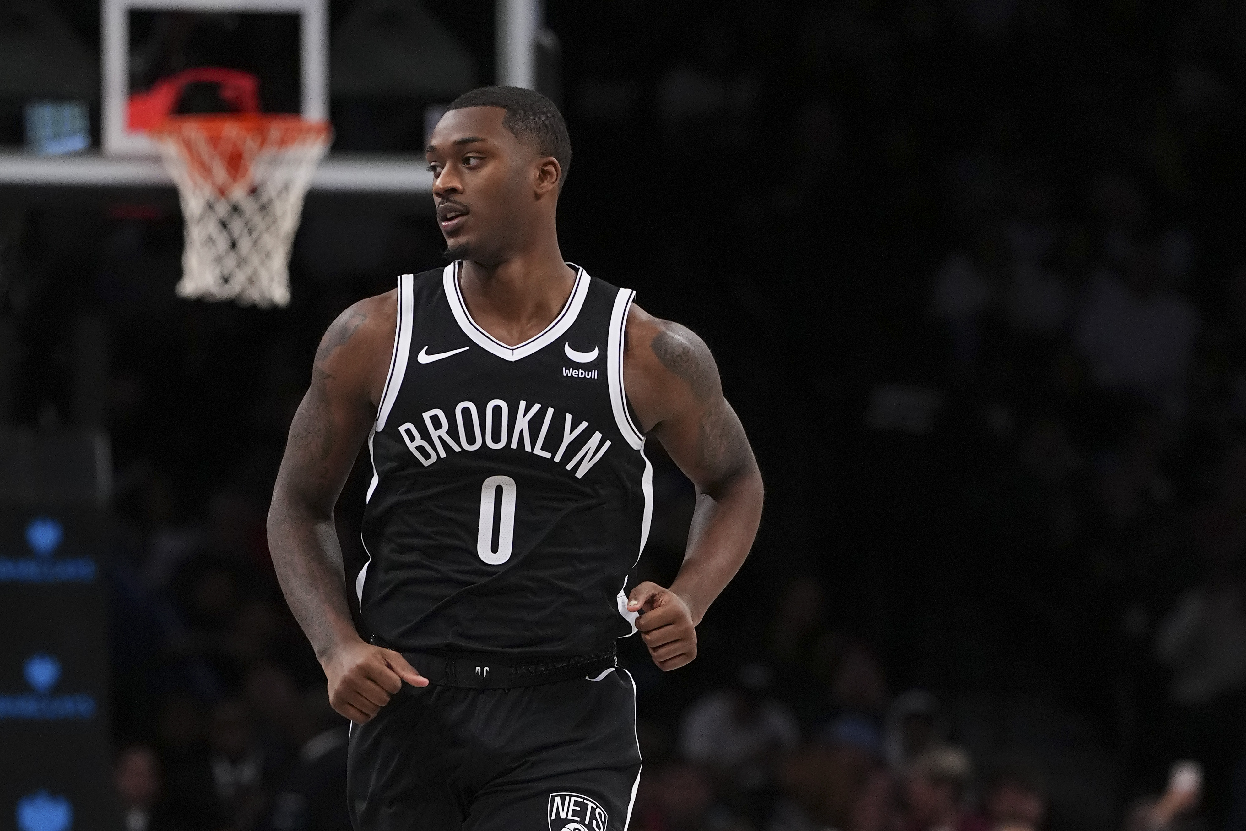 Dariq Whitehead of the Brooklyn Nets in action against the Miami Heat