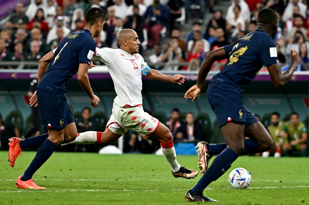 Wahbi Khazri scores for Tunisia against a much-changed France side