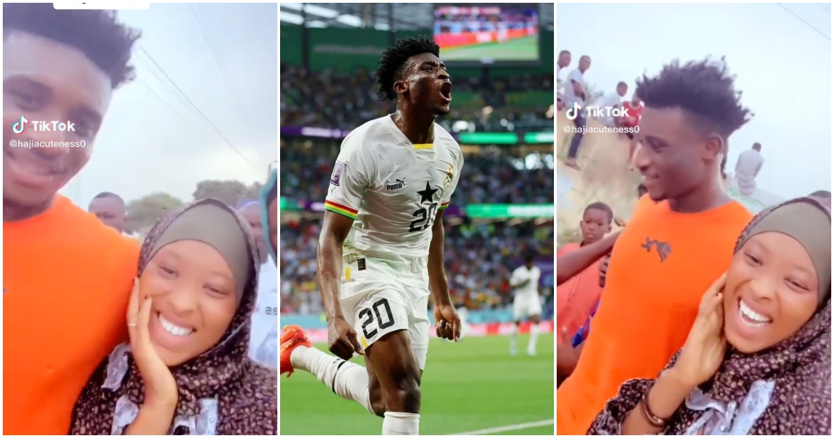Kudus: Black Stars Player Visits Nima; Excited Pretty Lady Chills With Him In Video