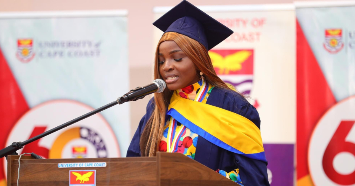 Hardworking lady graduates as valedictorian of UCC's College of Health and Allied Sciences, peeps impressed