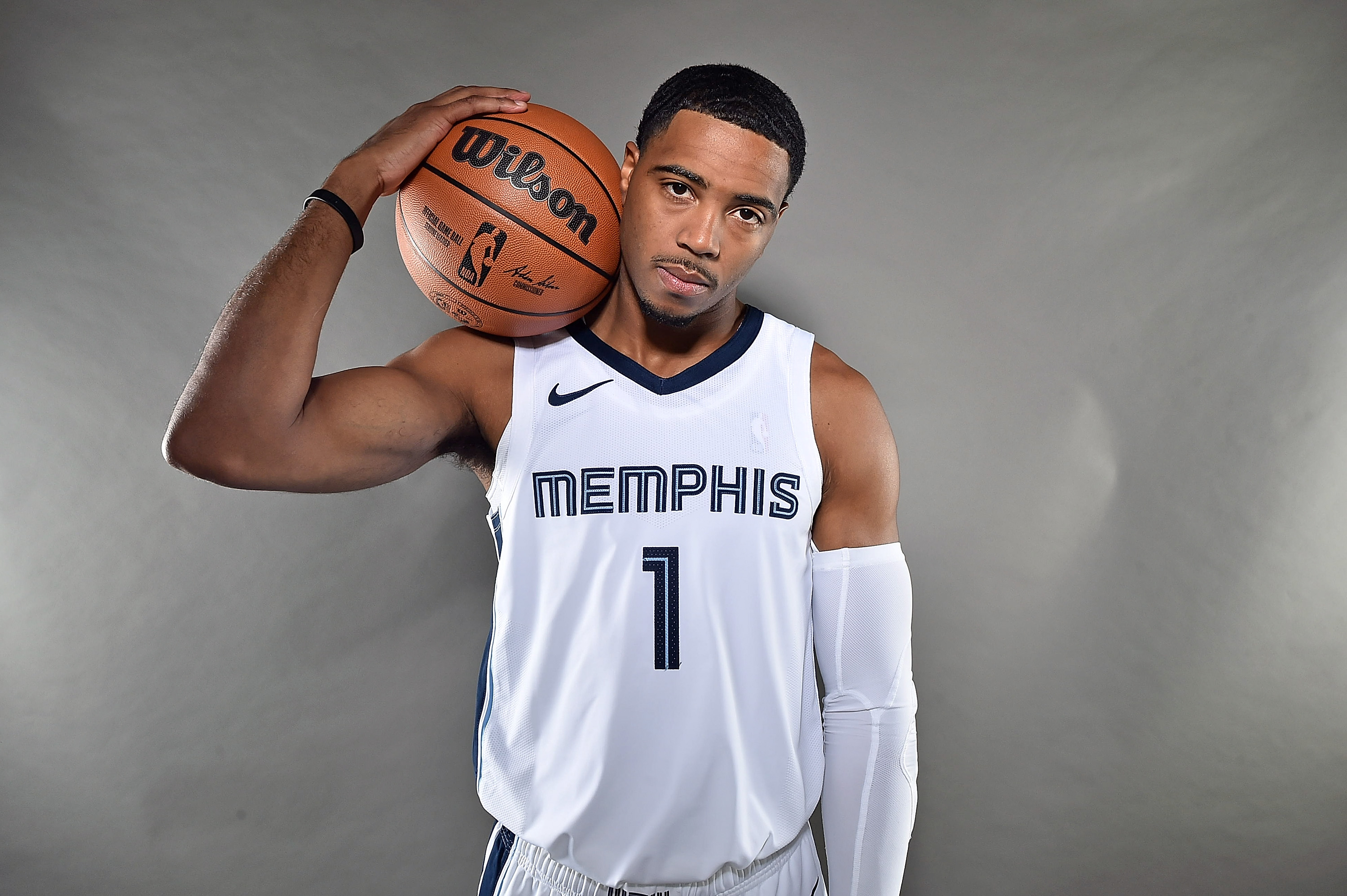 Shaquille Harrison poses for a photo during Memphis Grizzlies Media Day