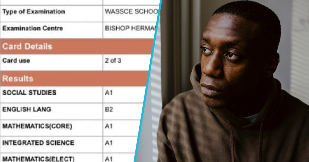 Photos of Kwame Desmond Dzekey's WASSCE results.