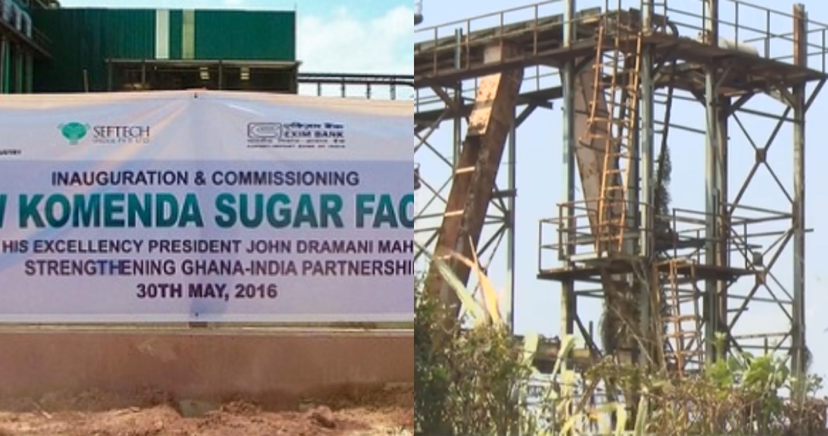 Video of GHc135m Komeda Sugar Factory Finished by Mahama in 2016 Shows it's Rusted all over