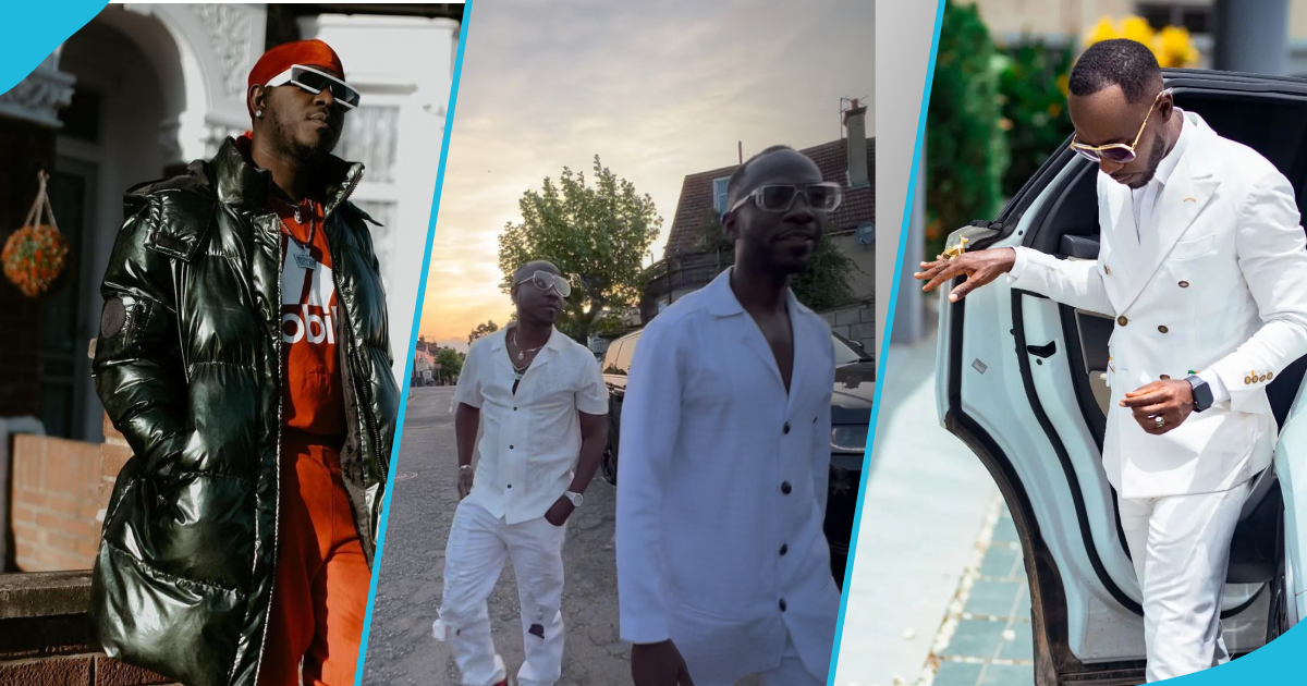 Okyeame Kwame and Flowking Stone flaunt expensive cars on London street in video, fans ask for collab