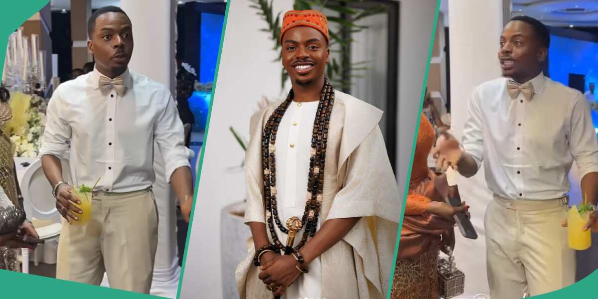 "Boring people": Enioluwa blasts Ghanaians at Moses Bliss' wedding party, cries over plate of Jollof