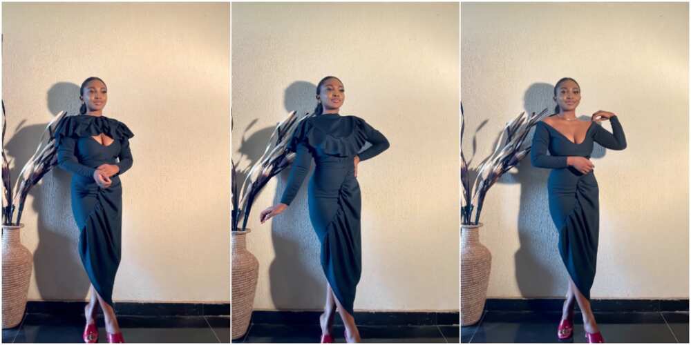 Talented Nigerian tailor makes adorable gown that can be worn in 3 different styles, cute photos go viral