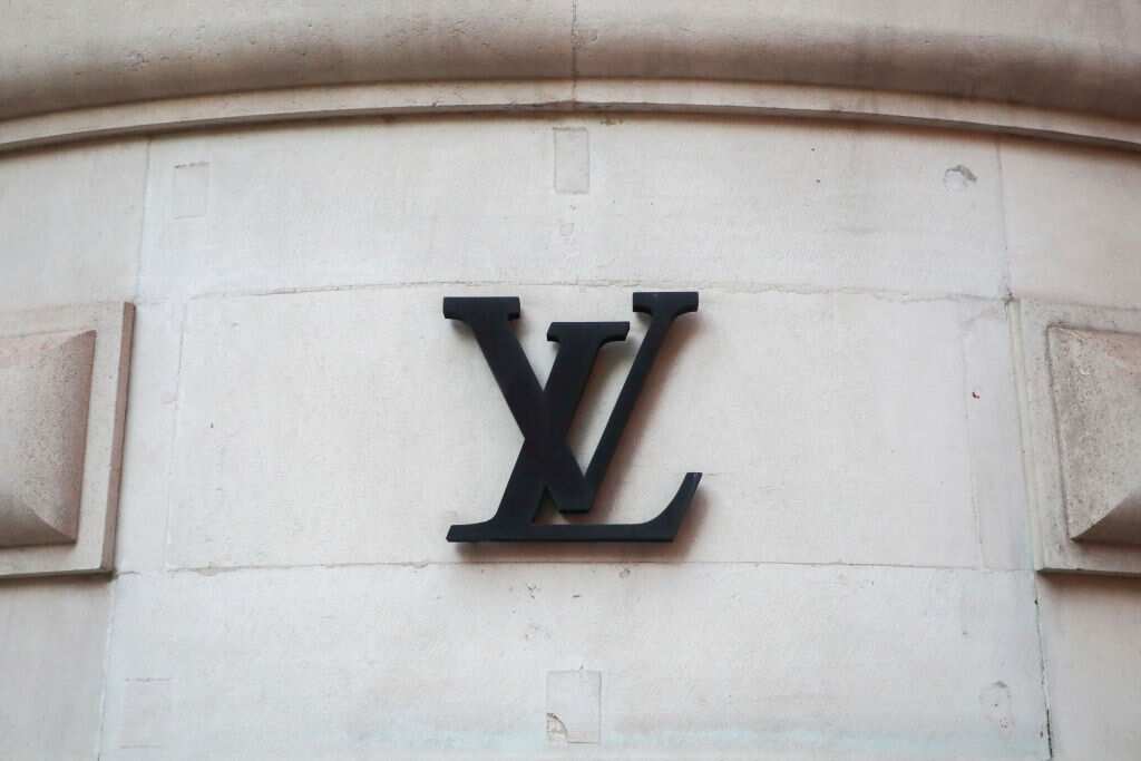 Louis Vuitton logo sign attached to the wall