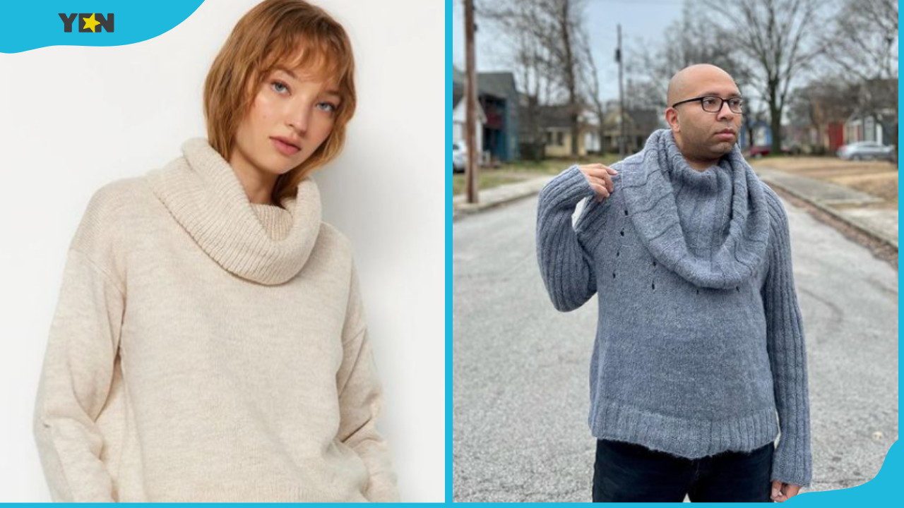 Examples of cowl neck sweaters