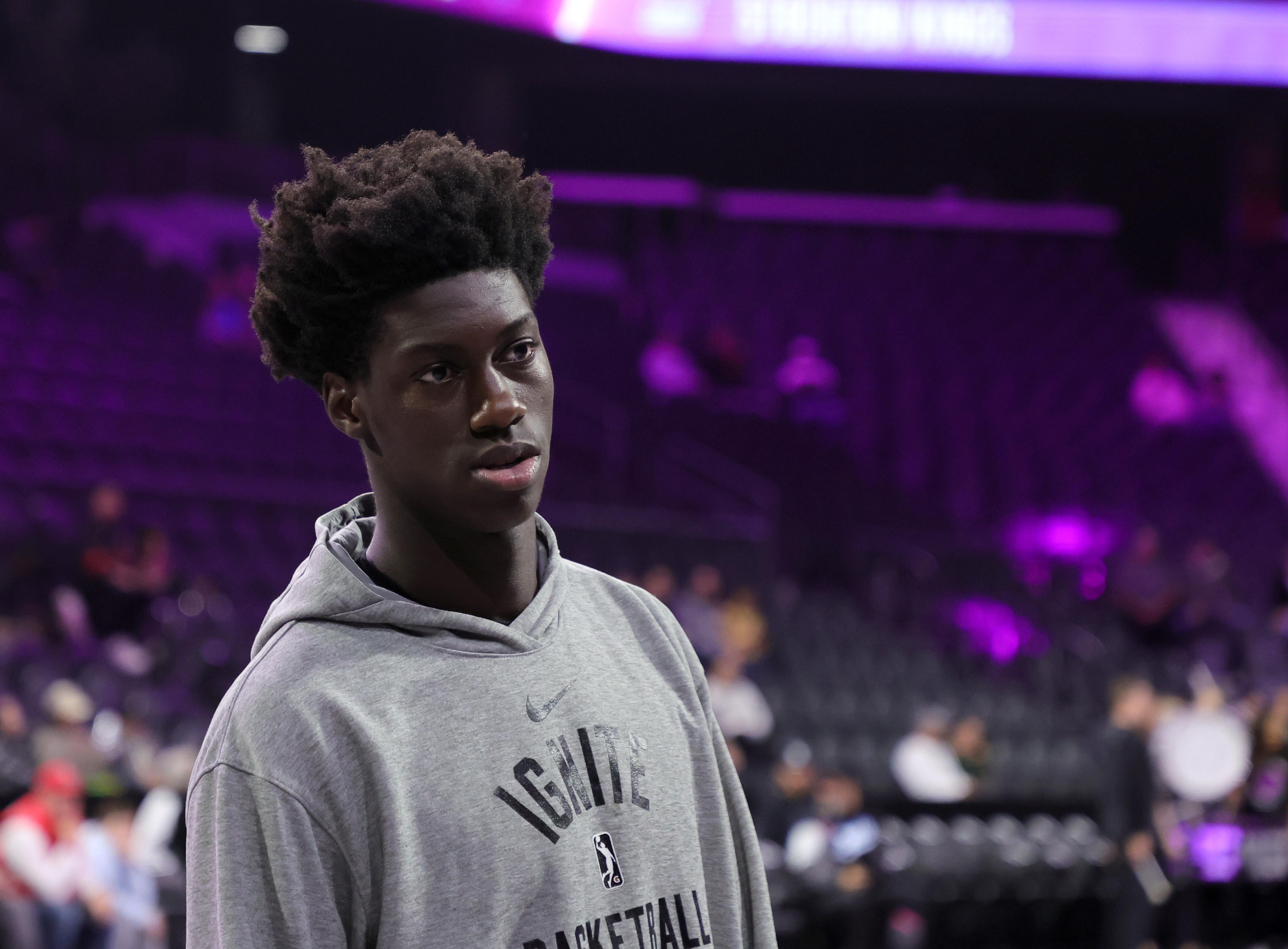 Sidy Cissoko of G League Ignite looks on before a game against the Stockton Kings